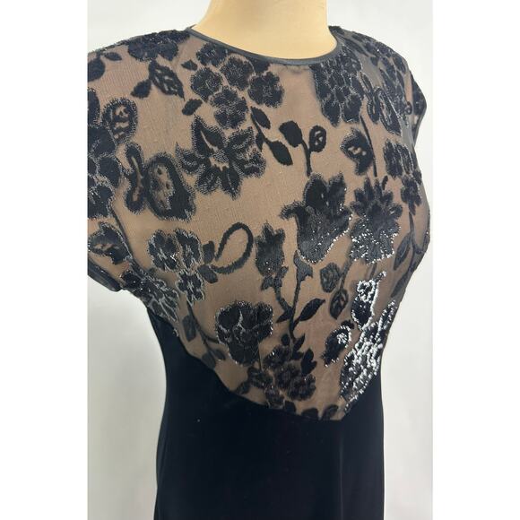 Vintage Tom Barra Size 8 Black Velvet Evening Gown Dress Christmas NYE Formal - Picture 6 of 12